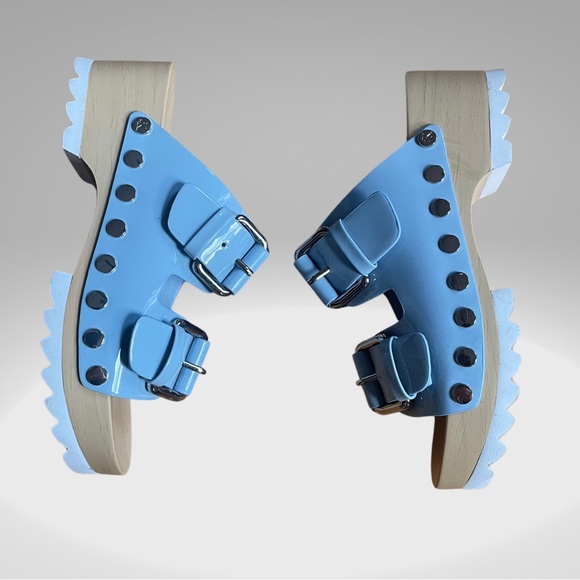 Calvin Klein Jeans Blue Chunky Clogs with Silver Hardware Size US 7 - Picture 1 of 5